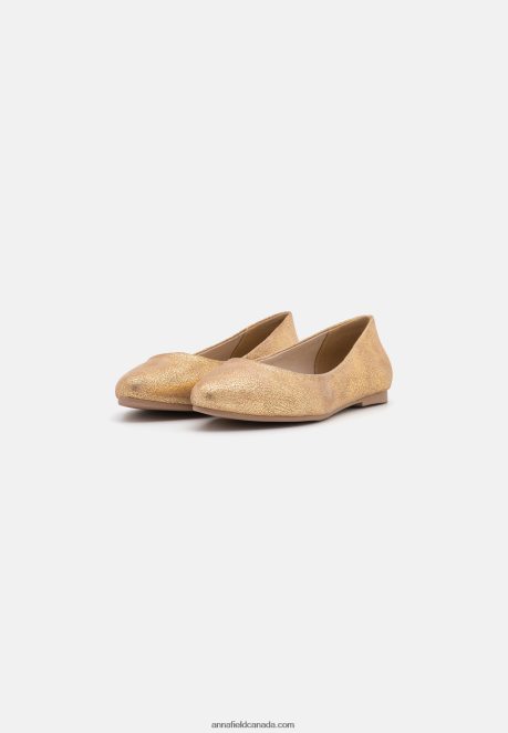 Anna Field Women Leather Ballet Pumps Gold H42J4Z2104