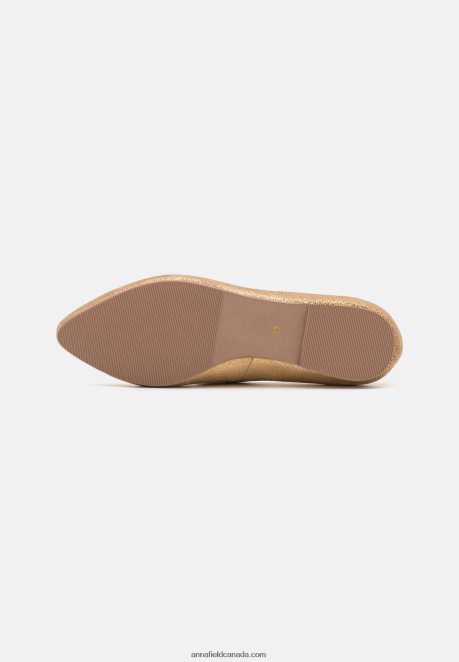 Anna Field Women Leather Ballet Pumps Gold H42J4Z2104