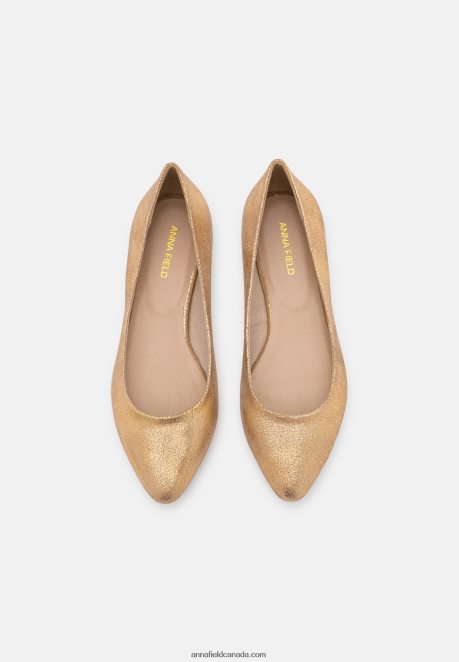 Anna Field Women Leather Ballet Pumps Gold H42J4Z2104