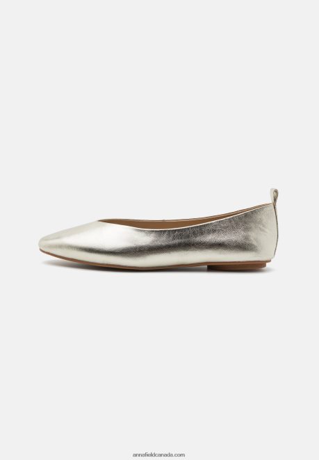 Anna Field Women Leather Ballet Pumps Gold H42J4Z2108
