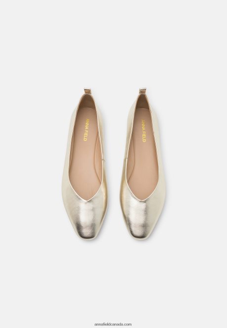 Anna Field Women Leather Ballet Pumps Gold H42J4Z2108