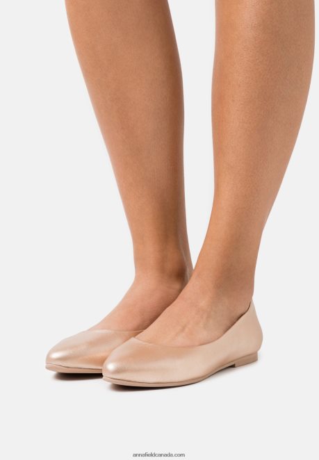 Anna Field Women Leather Ballet Pumps Rose Gold Coloured H42J4Z2110