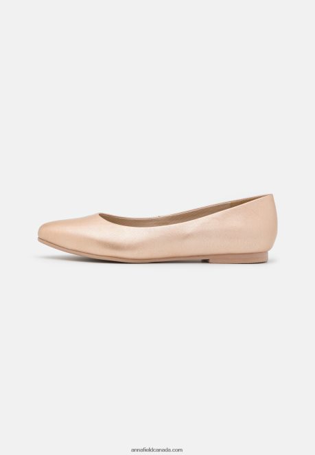 Anna Field Women Leather Ballet Pumps Rose Gold Coloured H42J4Z2110