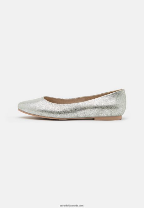Anna Field Women Leather Ballet Pumps Silver H42J4Z2143