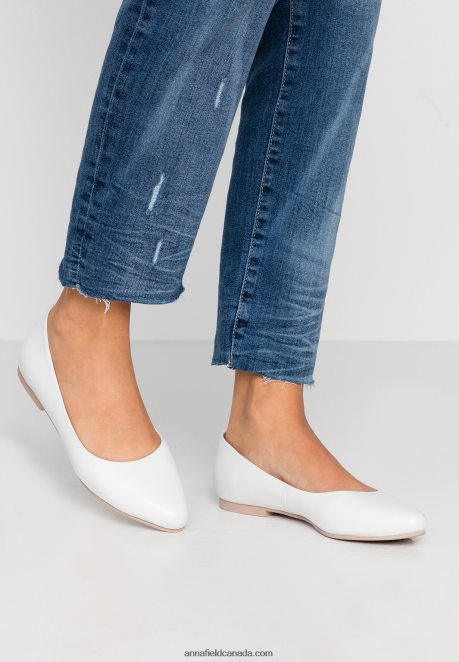 Anna Field Women Leather Ballet Pumps White H42J4Z2072