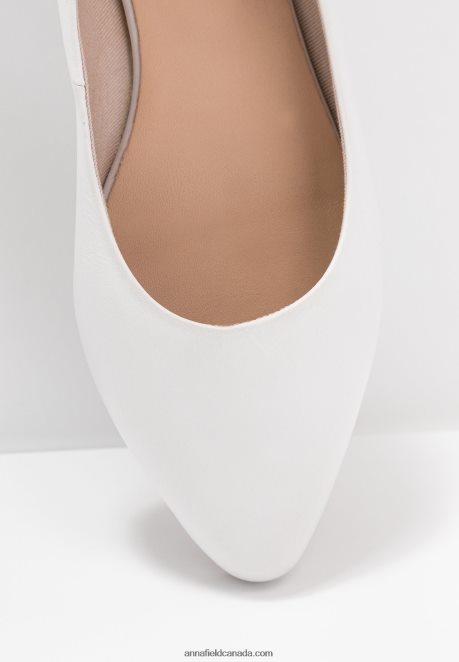 Anna Field Women Leather Ballet Pumps White H42J4Z2072