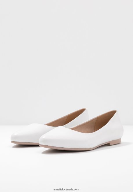 Anna Field Women Leather Ballet Pumps White H42J4Z2072