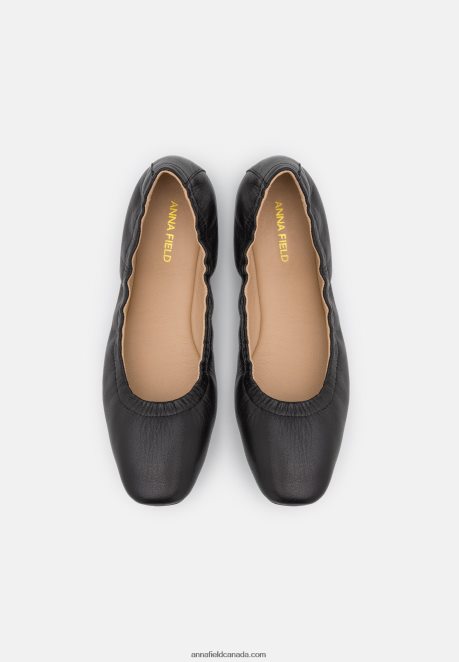 Anna Field Women Leather Comfort Ballet Pumps Black H42J4Z2085