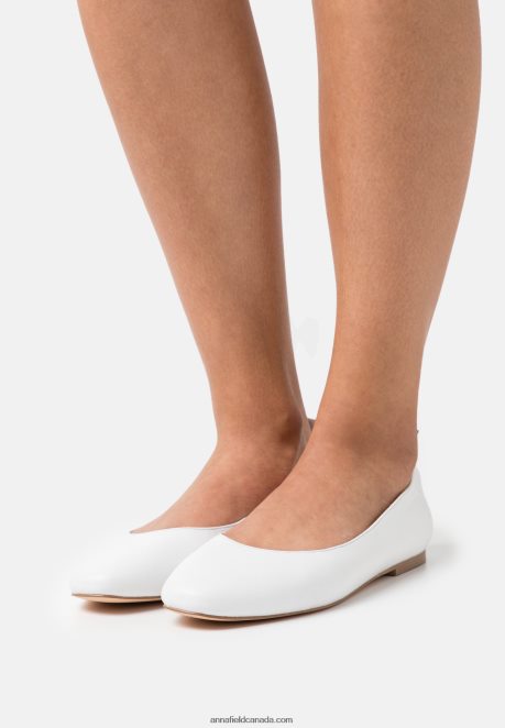 Anna Field Women Leather Comfort Ballet Pumps White H42J4Z2100