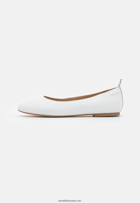 Anna Field Women Leather Comfort Ballet Pumps White H42J4Z2100