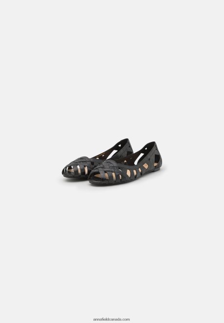 Anna Field Women Leather Peeptoe Ballet Pumps Black H42J4Z2148