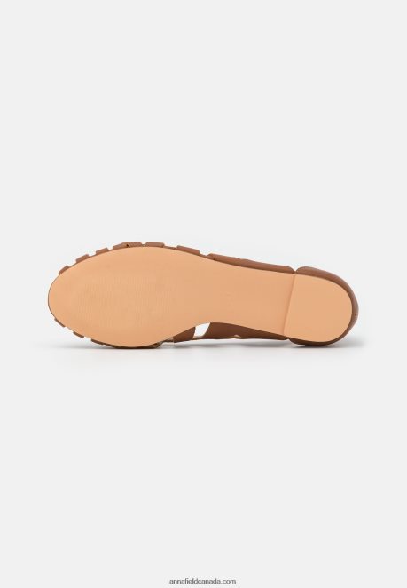 Anna Field Women Leather Peeptoe Ballet Pumps Cognac H42J4Z2125