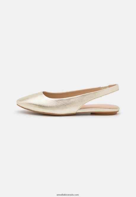 Anna Field Women Leather Slingback Ballet Pumps Gold H42J4Z2182