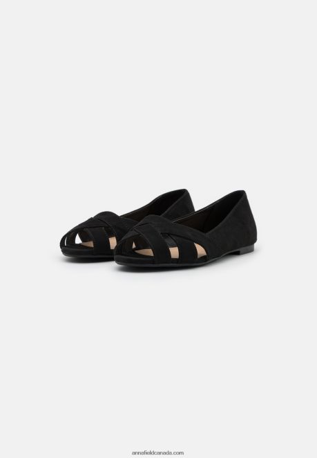 Anna Field Women Peeptoe Ballet Pumps Black H42J4Z2082