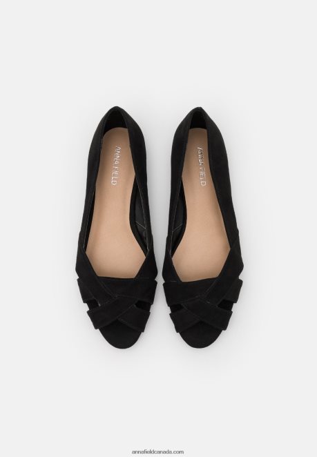 Anna Field Women Peeptoe Ballet Pumps Black H42J4Z2082