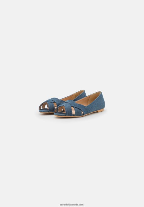Anna Field Women Peeptoe Ballet Pumps Blue H42J4Z2120