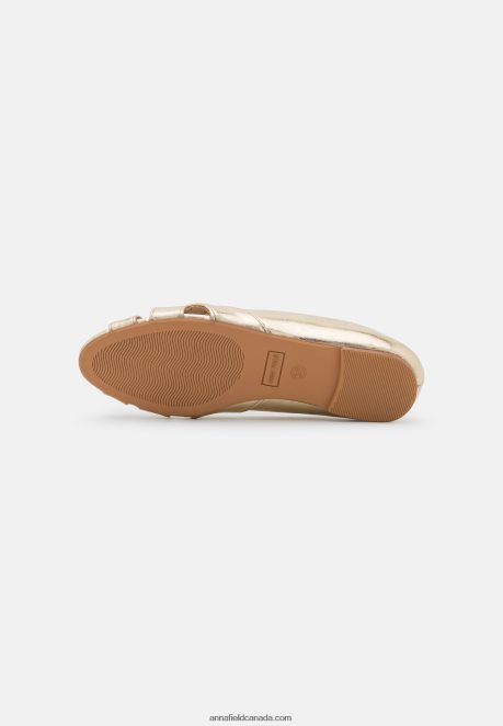 Anna Field Women Peeptoe Ballet Pumps Gold H42J4Z2103