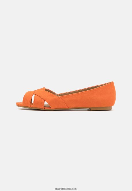 Anna Field Women Peeptoe Ballet Pumps Orange H42J4Z2153