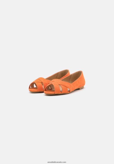 Anna Field Women Peeptoe Ballet Pumps Orange H42J4Z2153
