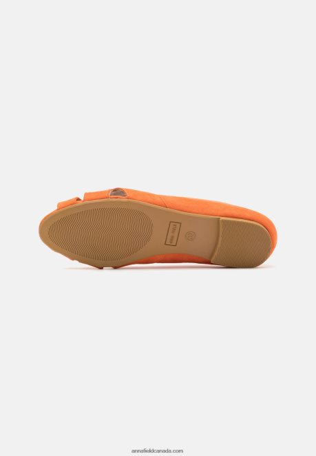 Anna Field Women Peeptoe Ballet Pumps Orange H42J4Z2153