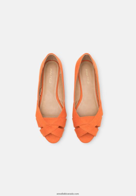 Anna Field Women Peeptoe Ballet Pumps Orange H42J4Z2153