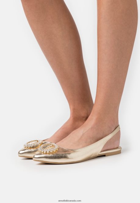 Anna Field Women Slingback Ballet Pumps Gold H42J4Z2185
