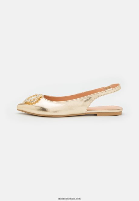 Anna Field Women Slingback Ballet Pumps Gold H42J4Z2185