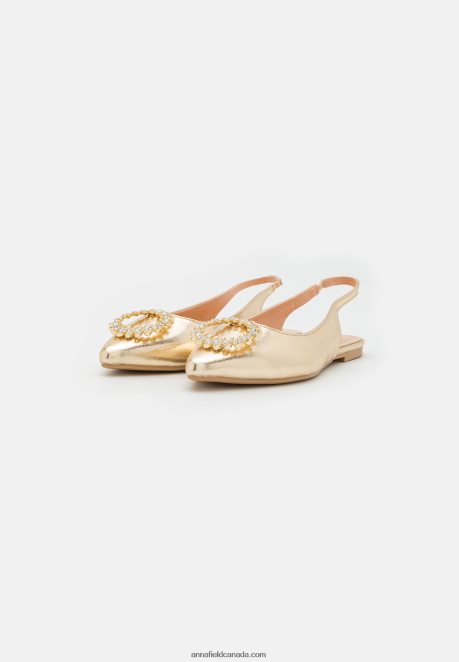 Anna Field Women Slingback Ballet Pumps Gold H42J4Z2185