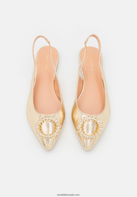 Anna Field Women Slingback Ballet Pumps Gold H42J4Z2185