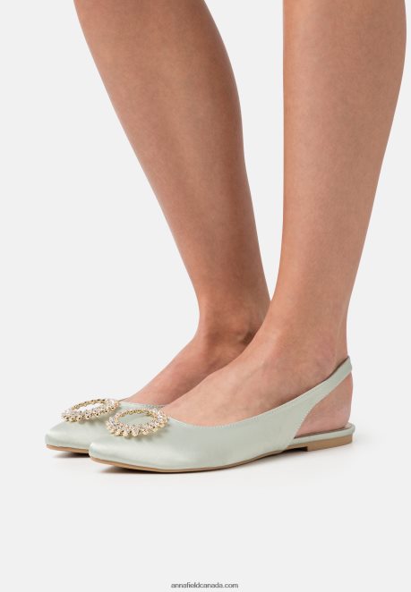 Anna Field Women Slingback Ballet Pumps Green H42J4Z2186