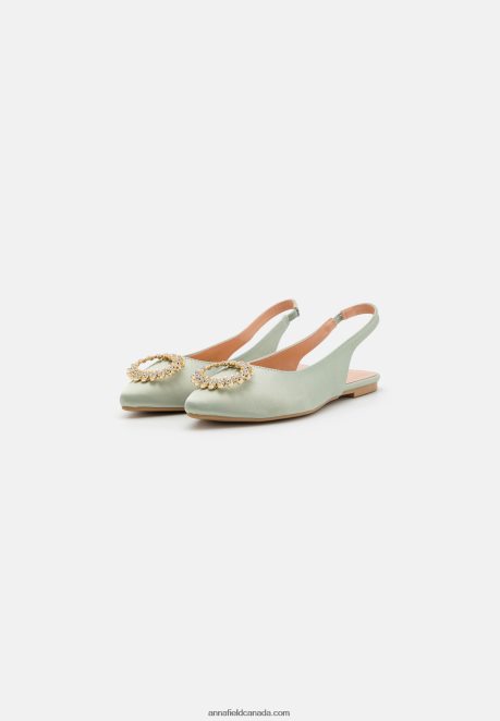 Anna Field Women Slingback Ballet Pumps Green H42J4Z2186