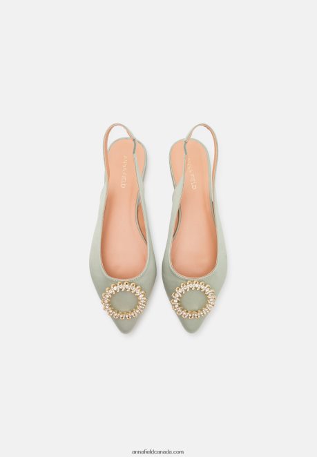 Anna Field Women Slingback Ballet Pumps Green H42J4Z2186