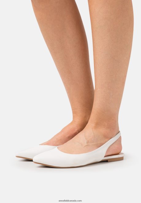 Anna Field Women Slingback Ballet Pumps White H42J4Z2181
