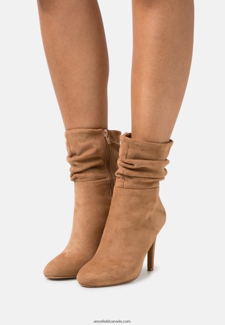 Anna Field Women High Heeled Ankle Boots Cognac H42J4Z2256