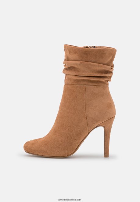 Anna Field Women High Heeled Ankle Boots Cognac H42J4Z2256