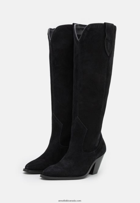 Anna Field Women Leather Cowboy/Biker Boots Black H42J4Z2225