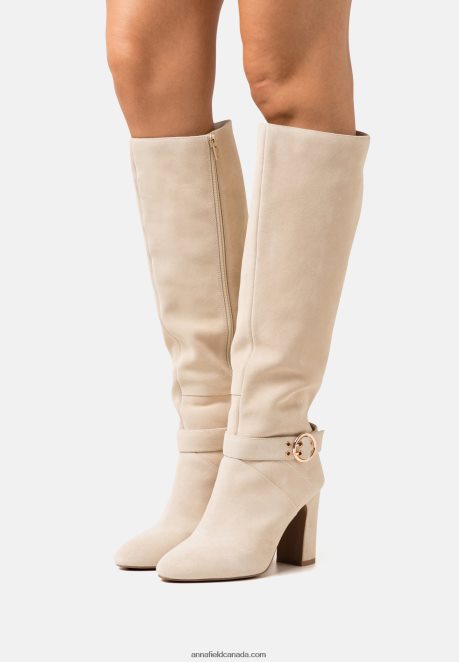 Anna Field Women Leather High Heeled Boots Beige H42J4Z2258