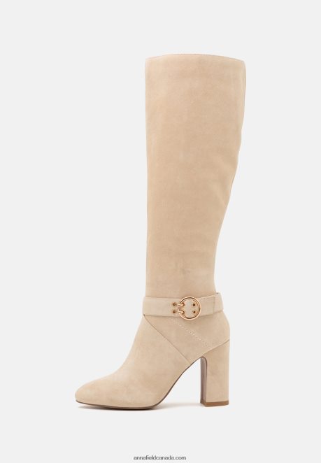 Anna Field Women Leather High Heeled Boots Beige H42J4Z2258