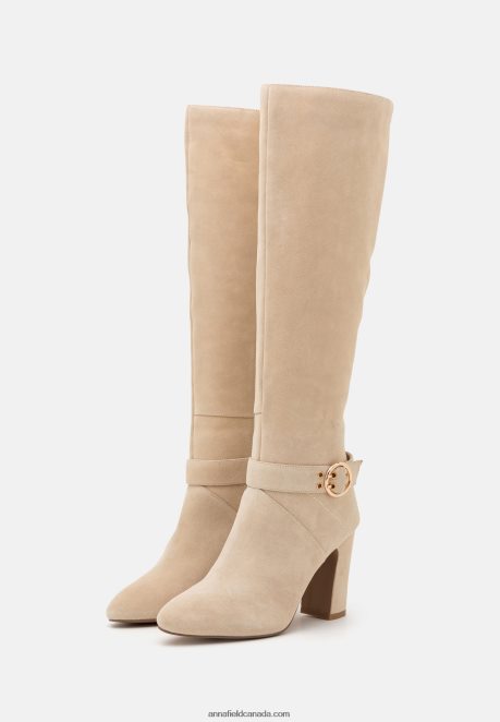 Anna Field Women Leather High Heeled Boots Beige H42J4Z2258