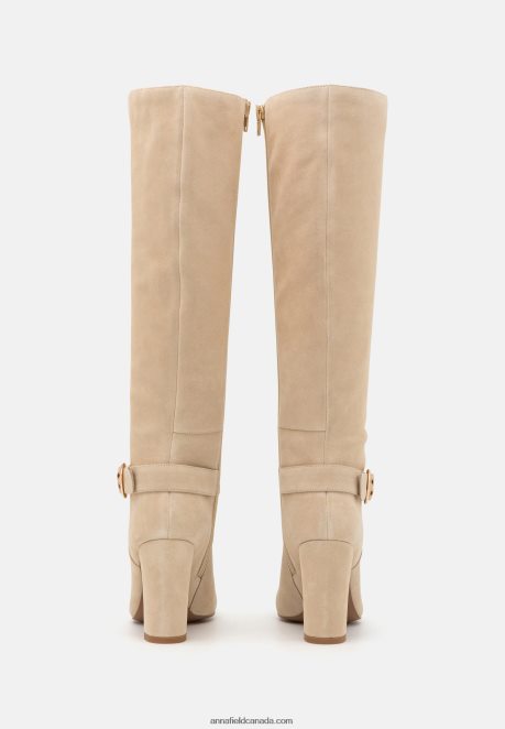 Anna Field Women Leather High Heeled Boots Beige H42J4Z2258