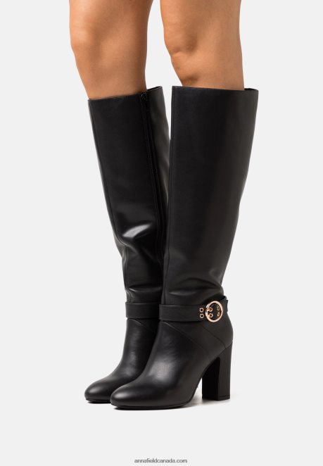 Anna Field Women Leather High Heeled Boots Black H42J4Z2257