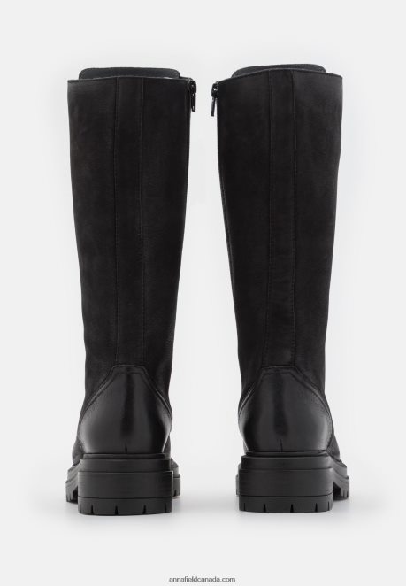 Anna Field Women Leather Lace-Up Boots Black H42J4Z2224