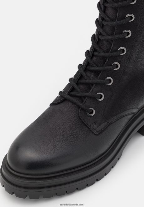 Anna Field Women Leather Lace-Up Boots Black H42J4Z2224