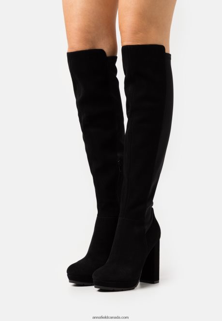 Anna Field Women Leather Over-The-Knee Boots Black H42J4Z2239