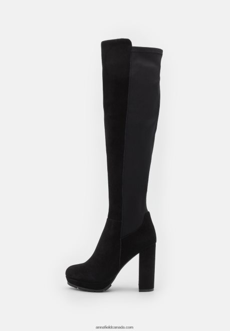 Anna Field Women Leather Over-The-Knee Boots Black H42J4Z2239