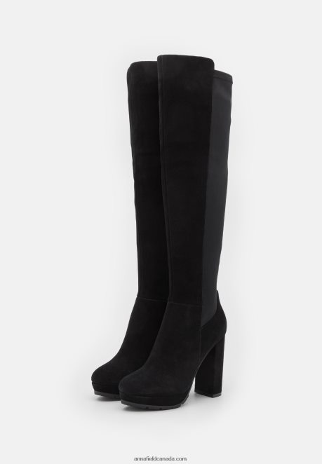Anna Field Women Leather Over-The-Knee Boots Black H42J4Z2239