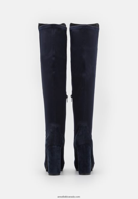 Anna Field Women Leather Over-The-Knee Boots Dark Blue H42J4Z2243