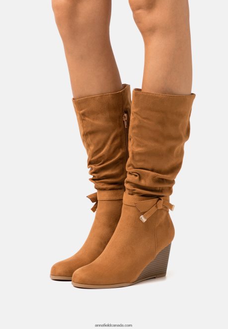 Anna Field Women Wedge Boots Cognac H42J4Z2252