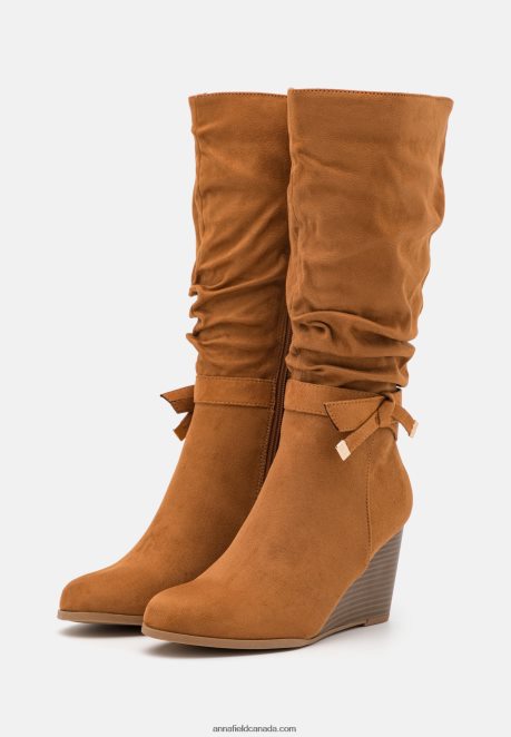 Anna Field Women Wedge Boots Cognac H42J4Z2252