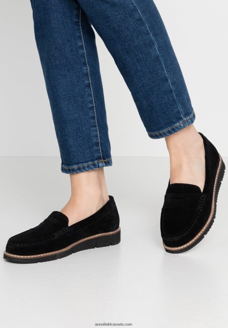 Anna Field Women Comfort Leather Slip-Ons Black H42J4Z1787